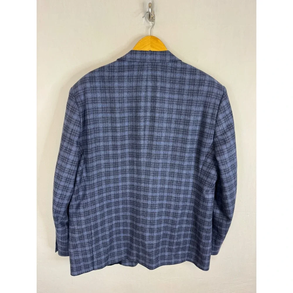Tollegno 1900 Italy Grant King Wear Positano Blue Plaid Wool Blazer Men 48R